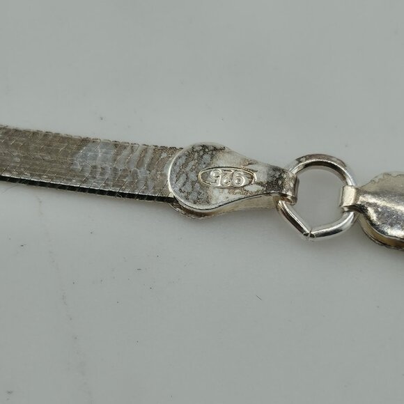Italy 925 Sterling Silver Herringbone Chain 17” 3mm Lobster Clasp Necklace - Picture 7 of 11